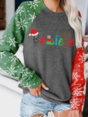 Snowflake Sleeve Christmas Print Tops