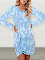 Tie-dye Print Long Sleeve Dress