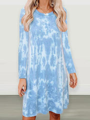 Tie-dye Print Long Sleeve Dress