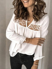 V Neck Vintage Lace Tops
