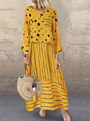 Vintage Print Long Dress