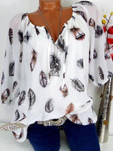 Vintage Print Loose Round Neck Tops