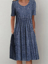 Women's Dresses Polka Dot Print Crew Neck Pocket Midi Dress