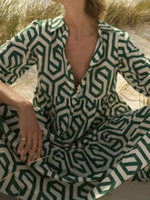 Women's Dresses Printed Lapel Long Sleeve Shirt Dress