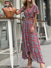 Women's Dresses Printed V-Neck High Waist Ruffle Dress