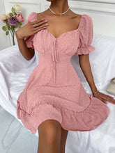 Women's Dresses Solid Polka Dot Ruffle Short Sleeve Dress