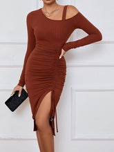 Women's Dresses Split Off Shoulder Sexy Long Sleeve Midi Dress