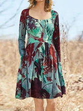 Women's Dresses Square Neck Long Sleeve Print Dress
