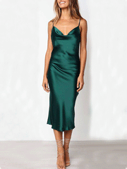 Women's Dresses Strap Solid Slim Midi Dress