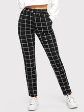 Women's Pants Check Printed Casual Pocket Pants