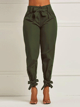 Women's Pants Pure Bowknot Belted Casual Pants