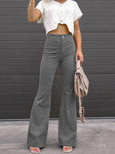 Women's Pants Solid Color Mid Waist Slim Micro Flare Pants