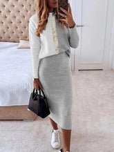 Women's Sets Colorblock Printed Long Sleeve Top & Skirt Two Piece Set