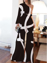 Women's Sets One-Shoulder Sleeve Lace Up Top & Wide-Leg Pants Two-Piece Suit