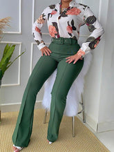 Women's Sets Printed Long Sleeve Shirt & Wide-Leg Pants Two-Piece Suit