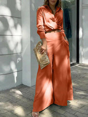 Women's Sets Solid Casual Loose Long Sleeve Set