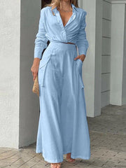 Women's Sets Solid Casual Loose Long Sleeve Set