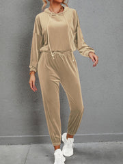 Women's Sets Solid Color Gold Velvet Long Sleeve Casual Set