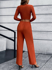 Women's Sets Solid V-neck Bowknot Sexy Two-piece Suit
