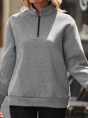 Women's Sweaters Half Zipper Solid Color Pullover Sweater