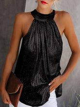 Women's Tank Tops Fashion Shiny Halterneck Sleeveless Tank Tops