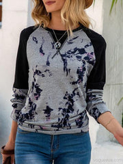 Contrast Color Tie-dye Print Tops