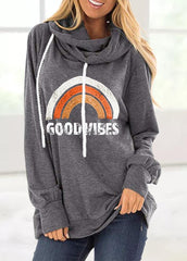 Long Sleeve Printed Casual Hoodie