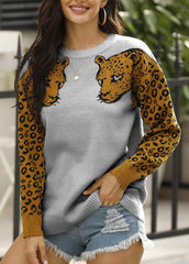 Long Sleeve Animal Prints Sweater