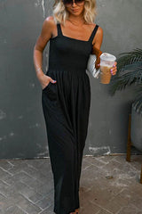 Cayo Smocked Pocketed Wide Leg Jumpsuit