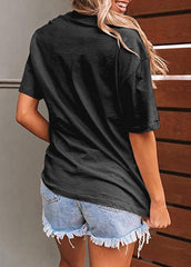 Lips Printed Round Neck Short Sleeve T-shirt
