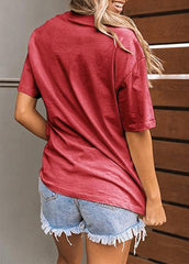 Lips Printed Round Neck Short Sleeve T-shirt