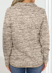 Long Sleeve Solid Color Stand Collar Top
