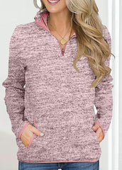 Long Sleeve Solid Color Stand Collar Top
