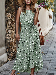 Women's Dresses Polka Dot Loose Printed Halter Neck Sleeveless Midi Dress