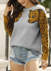 Long Sleeve Animal Prints Sweater