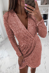 Fashion Street Solid Patchwork V Neck Pencil Skirt Dresses