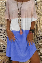 Fashion Street Solid Patchwork O Neck Princess Dresses