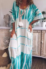 Casual Print O Neck Straight Dresses(3 Colors)