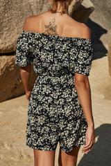 Casual Floral Split Joint Off the Shoulder Jumpsuits