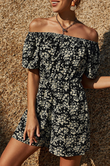 Casual Floral Split Joint Off the Shoulder Jumpsuits