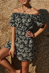 Casual Floral Split Joint Off the Shoulder Jumpsuits