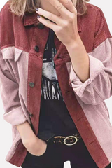 Casual Patchwork Buckle Contrast Turndown Collar Outerwear