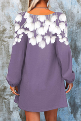 Casual Floral Split Joint Contrast V Neck A Line Dresses