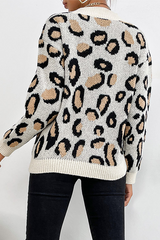 Casual Leopard Split Joint V Neck Tops