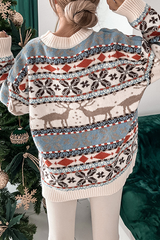 Casual Geometric Wapiti Patchwork Basic O Neck Tops