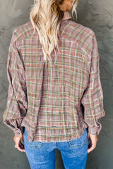 Casual Plaid Split Joint Turndown Collar Tops