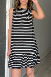 Casual Striped Split Joint O Neck Trumpet Mermaid Dresses