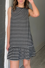 Casual Striped Split Joint O Neck Trumpet Mermaid Dresses