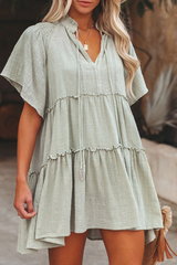 Fashion Solid Split Joint V Neck Cake Skirt Dresses