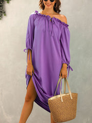 Women's Dresses Barrel Neck Loose Solid Color Maxi Dress